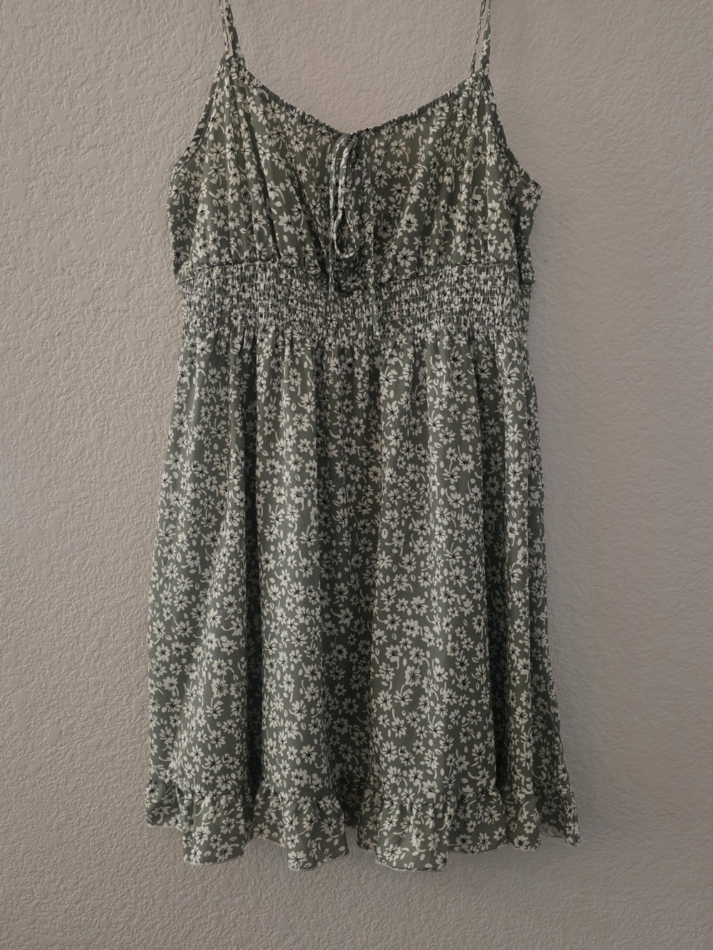 SHEIN Green Floral Smocked Midi Dress
